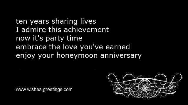 short 10th marriage aniiversary greetings